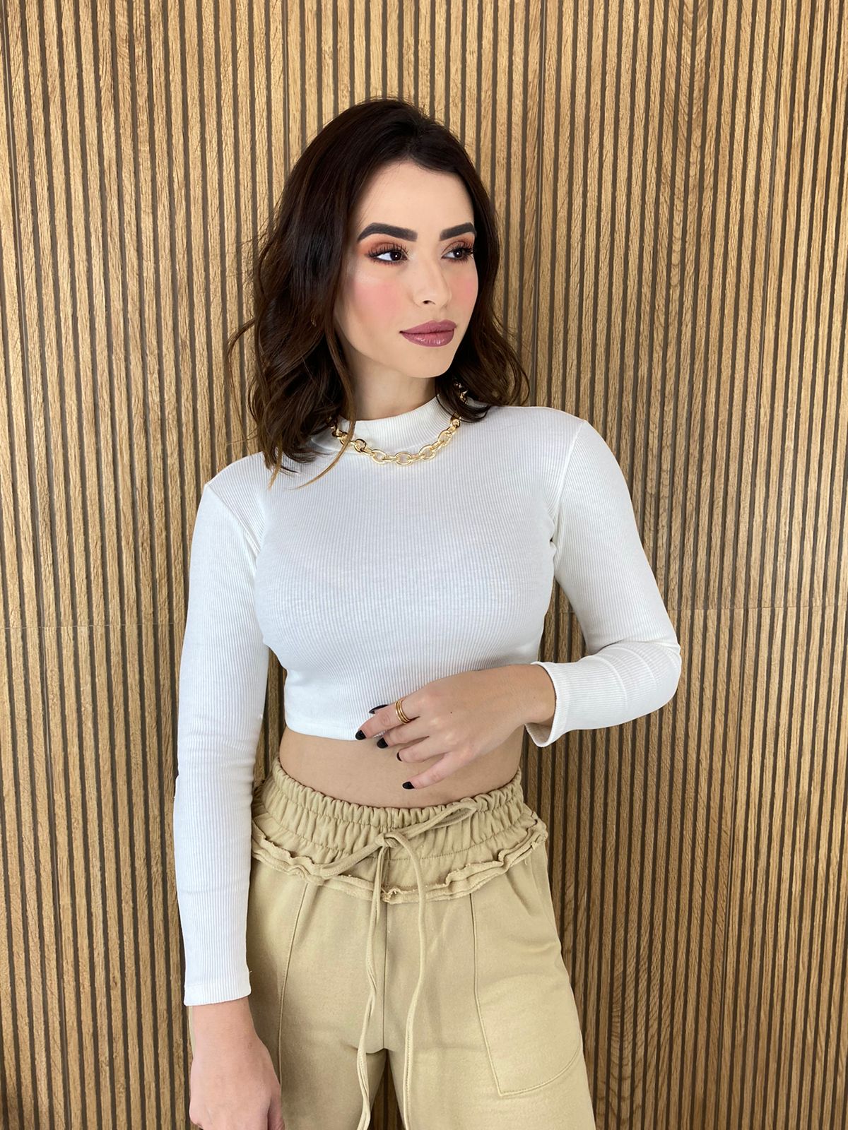 Cropped Feminino Sem Bojo Canelado Off White Fernanda Ramos Store