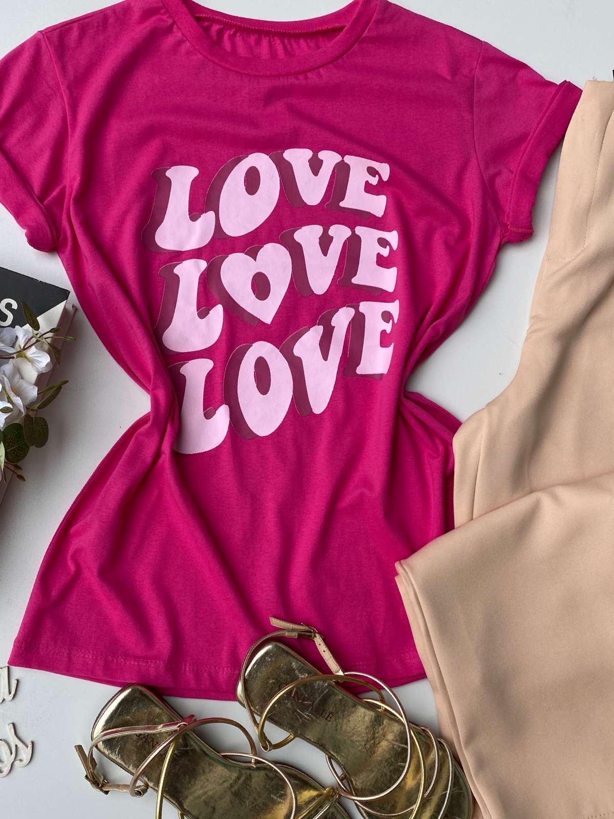 T-shirt Manga Curta Pink Estampa Love Rosa | Fernanda Ramos St