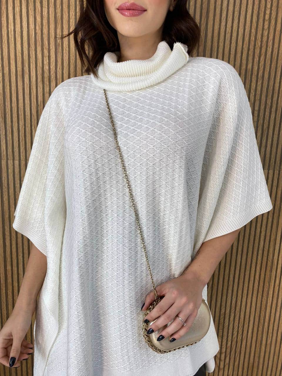 Poncho Feminino Xadrez Preto e Branco - Fernanda Ramos Store