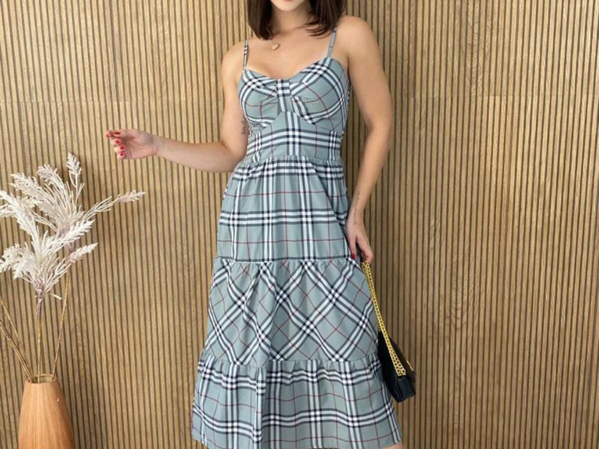 Vestido Midi com Bojo Alça Regulável