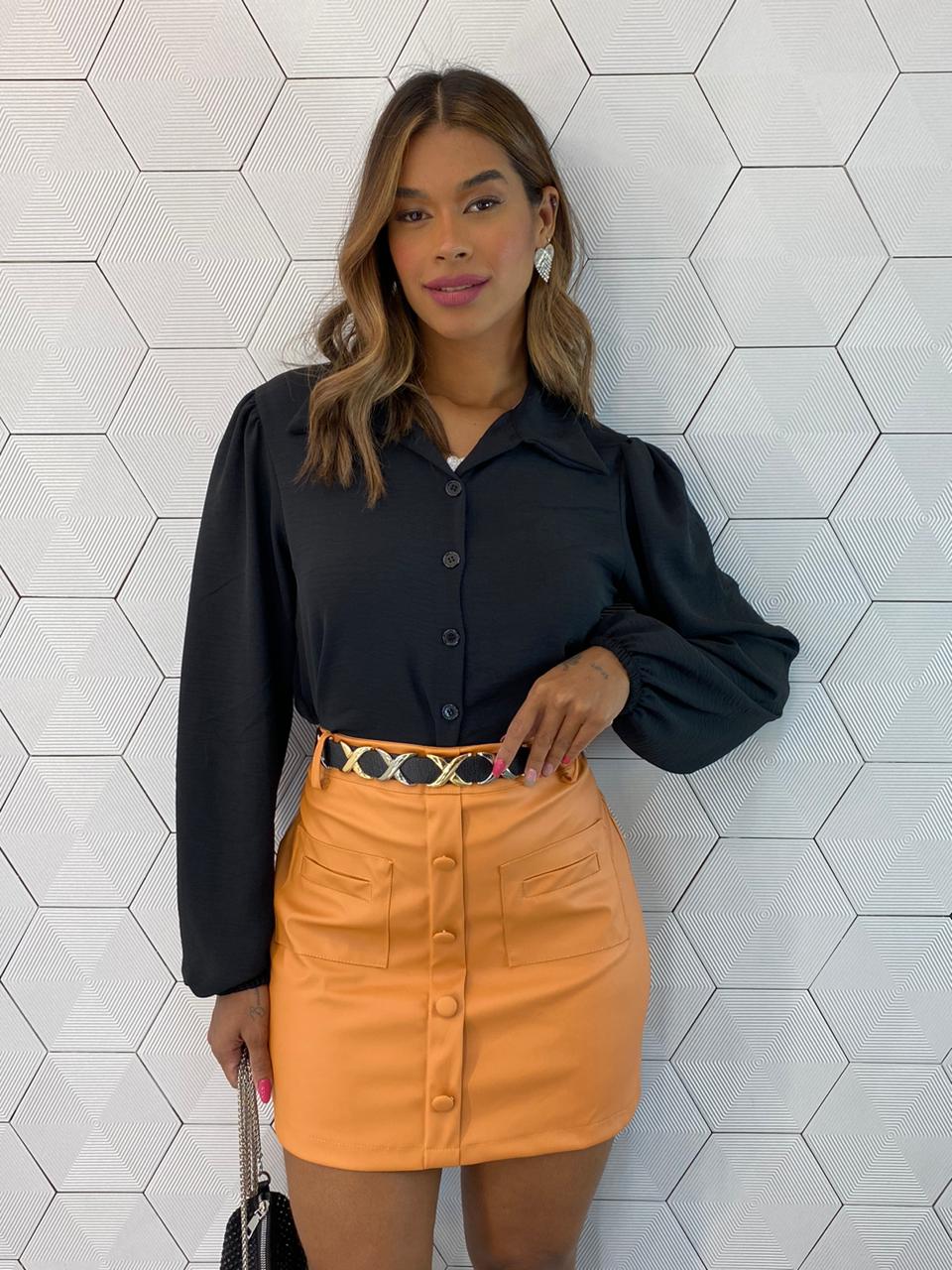 fernandaramosstore com br Camisa Cropped Feminino Manga Longa Elis Preta 1