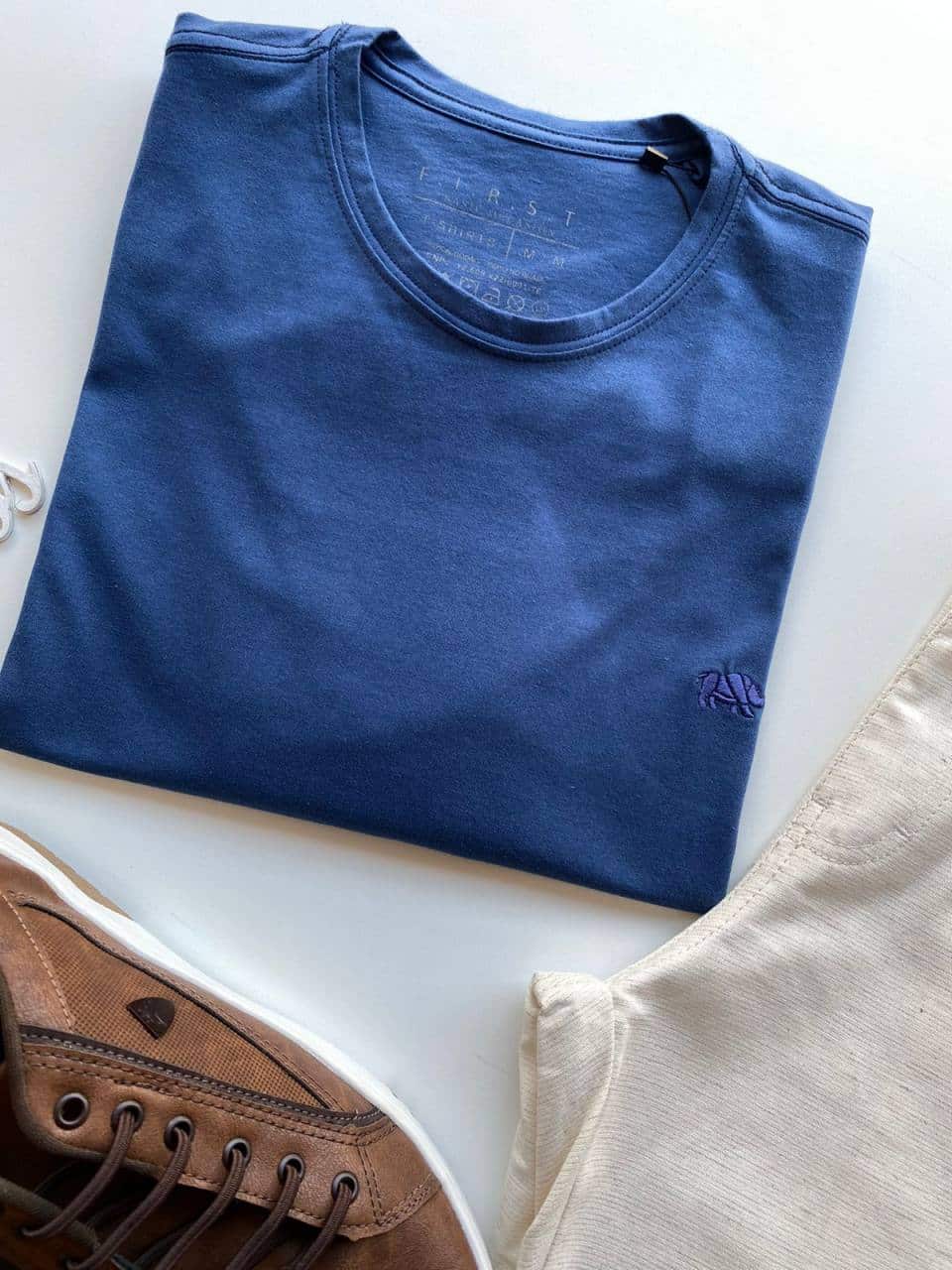 fernandaramosstore com br Camiseta Masculina Azul Marinho Basic Ocass 1