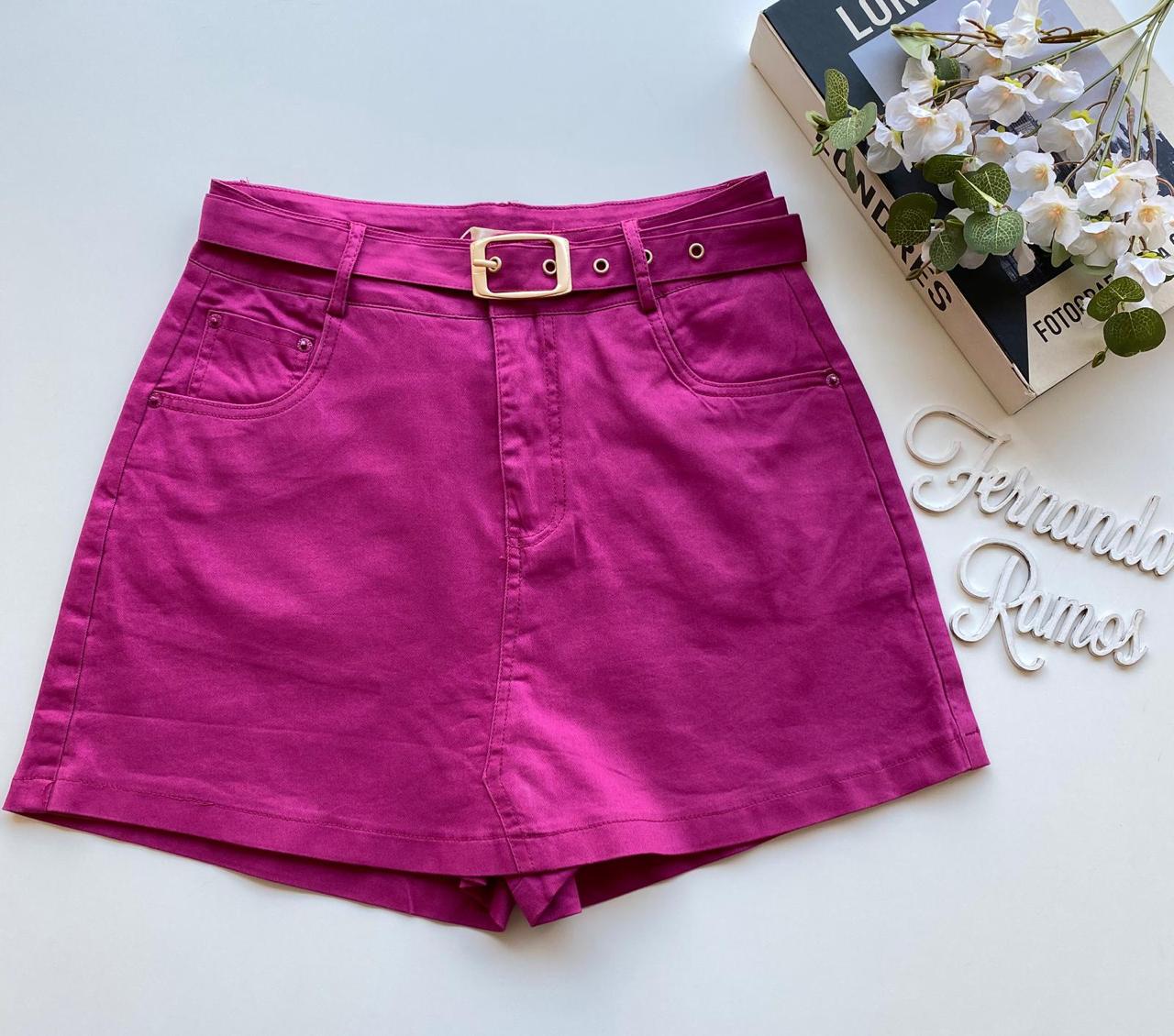 Short Saia Feminino Com Cinto Manuela Fernanda Ramos Store