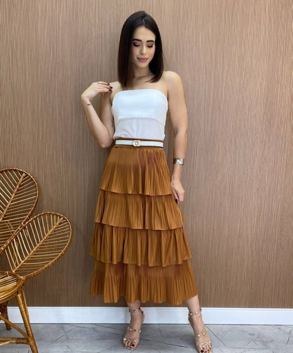fernandaramosstore com br Saia Midi Melissa Plissada em Camadas Caramelo3