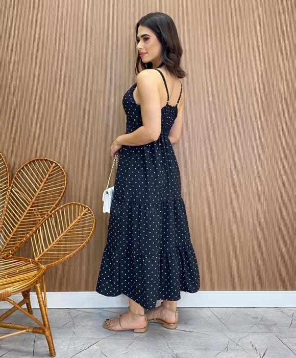 fernandaramosstore com br Vestido Midi com Bojo e Abertura Liz Poá2