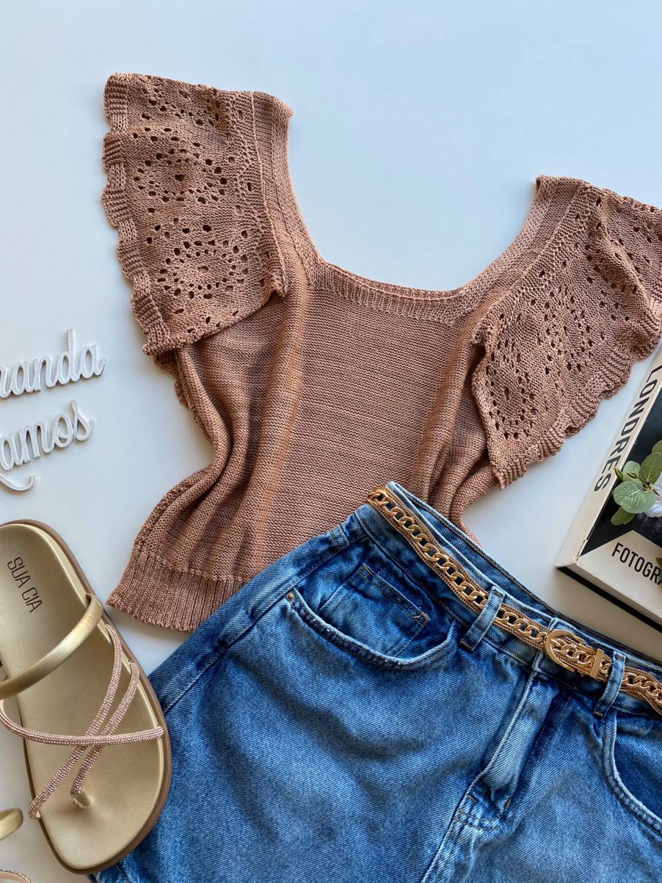 fernandaramosstore com br Cropped Feminino Tricot Liz com Detalhe nas Mangas Bege1