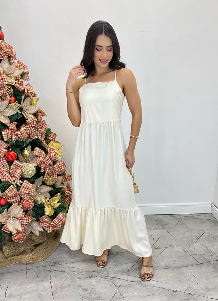 fernandaramosstore com br Vestido Longo Catarina sem Bojo com Alça Regulável Creme1